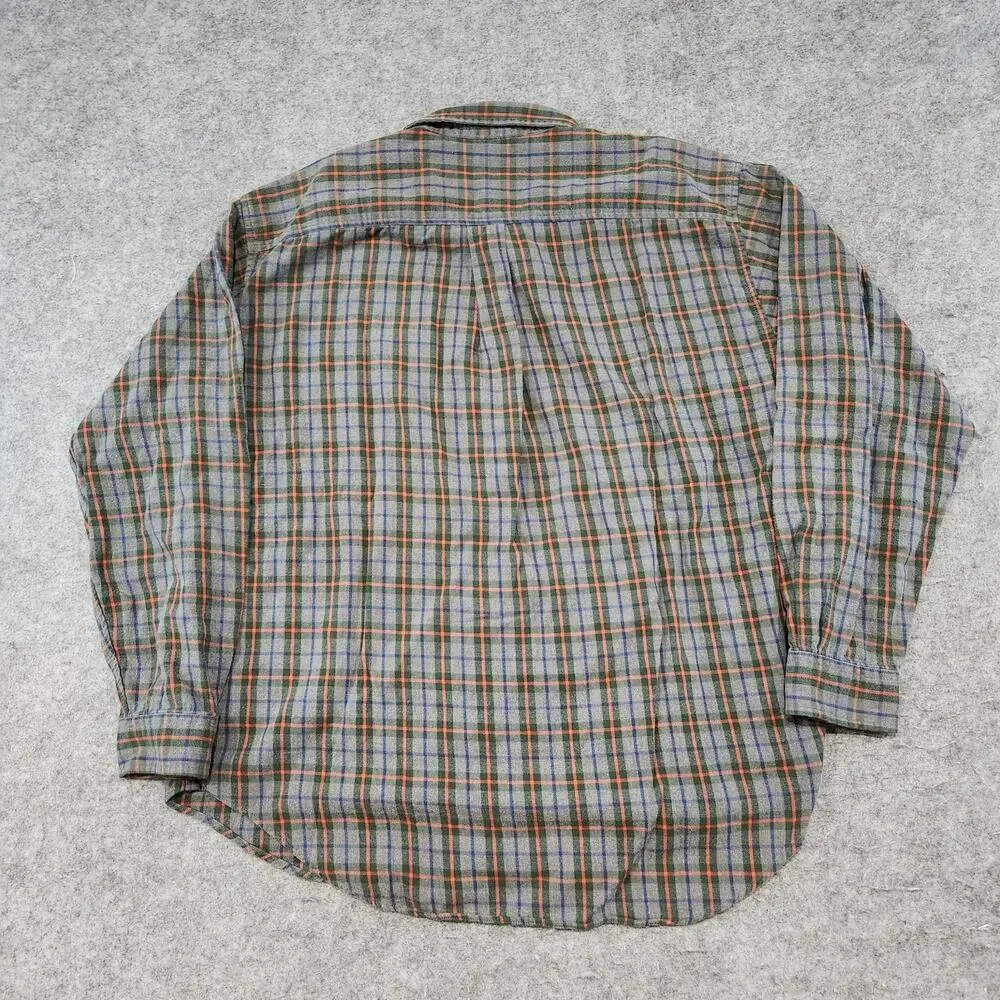 VTG 90s J Crew Oarsman‎ Mens L Large Cotton Plaid Flannel Button Up Down Shirt